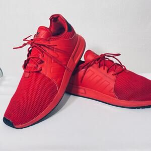 Adidas Originals Shoes Mens 13 Red Knit Lace Up Sneaker Trainer Trefoil Logo